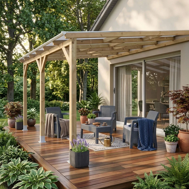 Tetto Couv'Terrasse® in Legno 3x6,8m - senza tetto