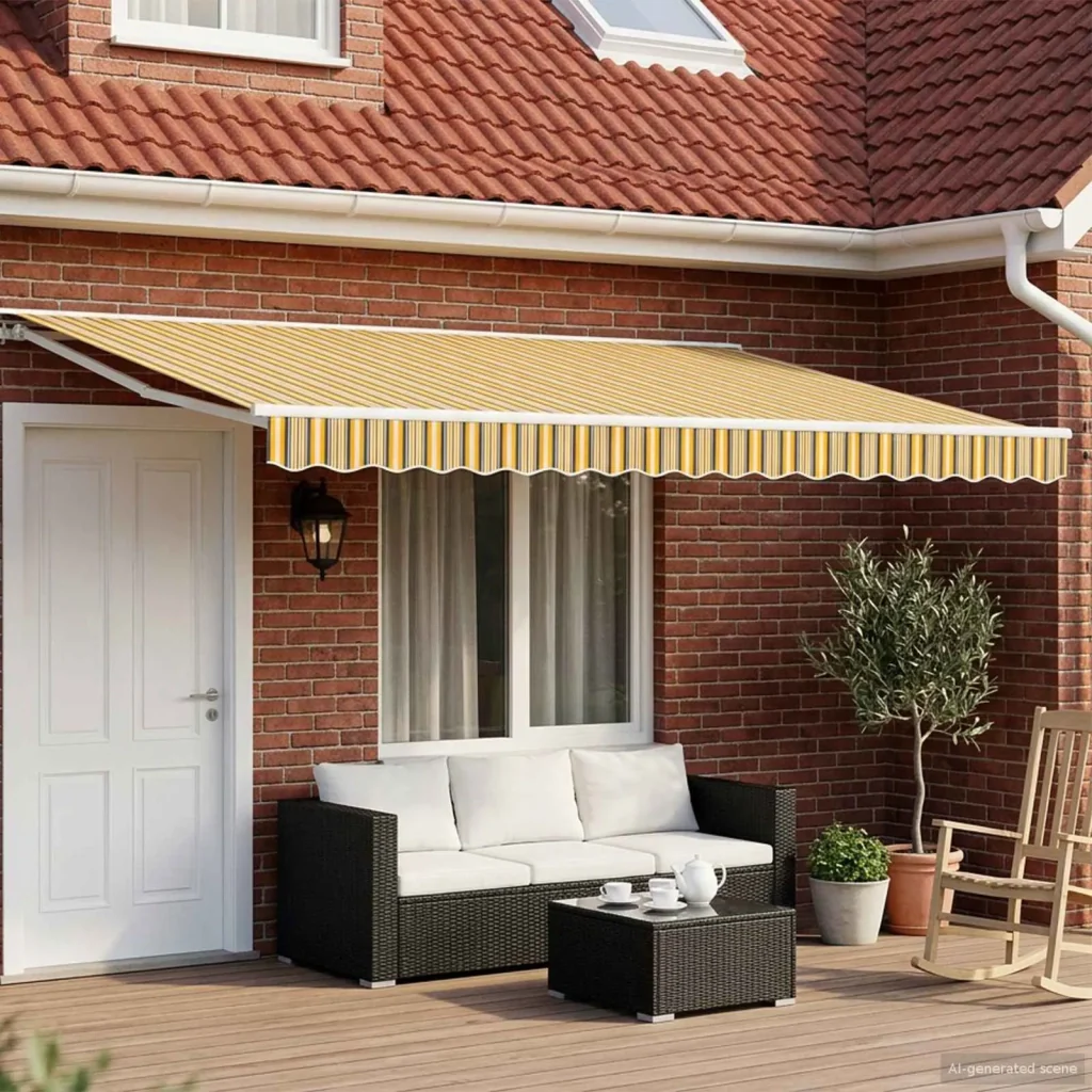 Tettuccio Elettrico Retrattile Giallo, Grigio e Bianco 5 x 3 m