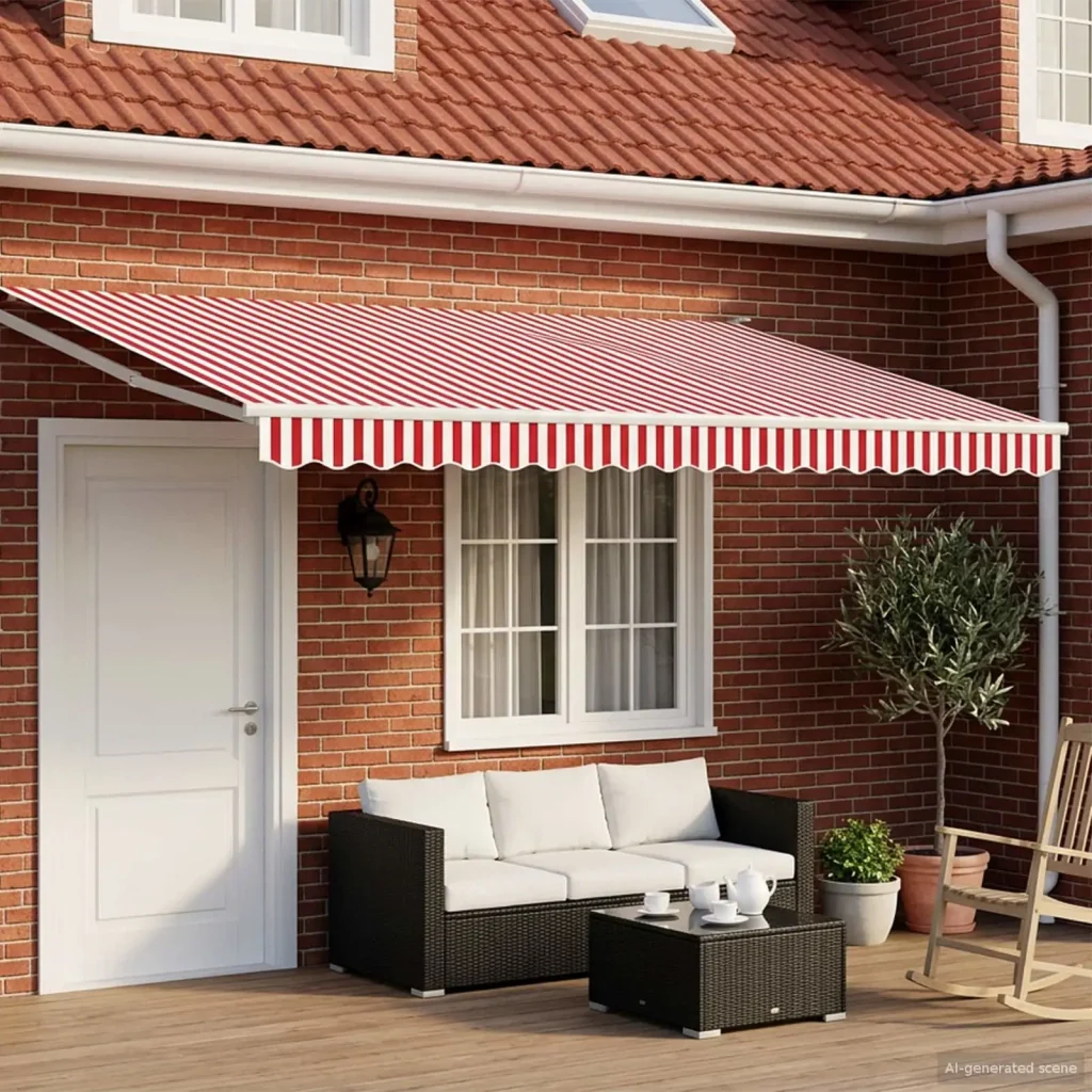Tettuccio Elettrico Retrattile Rosso e Bianco 4,5 × 3 m