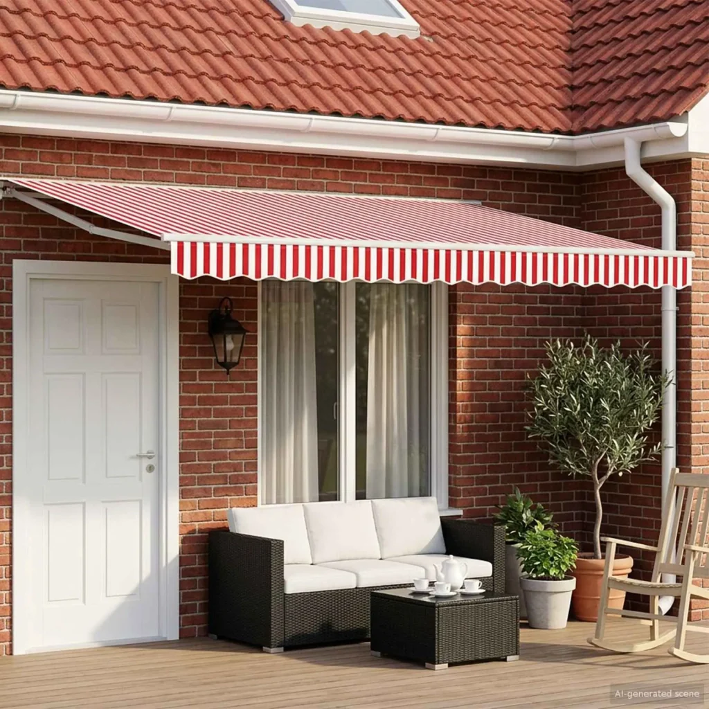 Tettuccio Elettrico Retrattile Rosso e Bianco 4,5 × 3 m