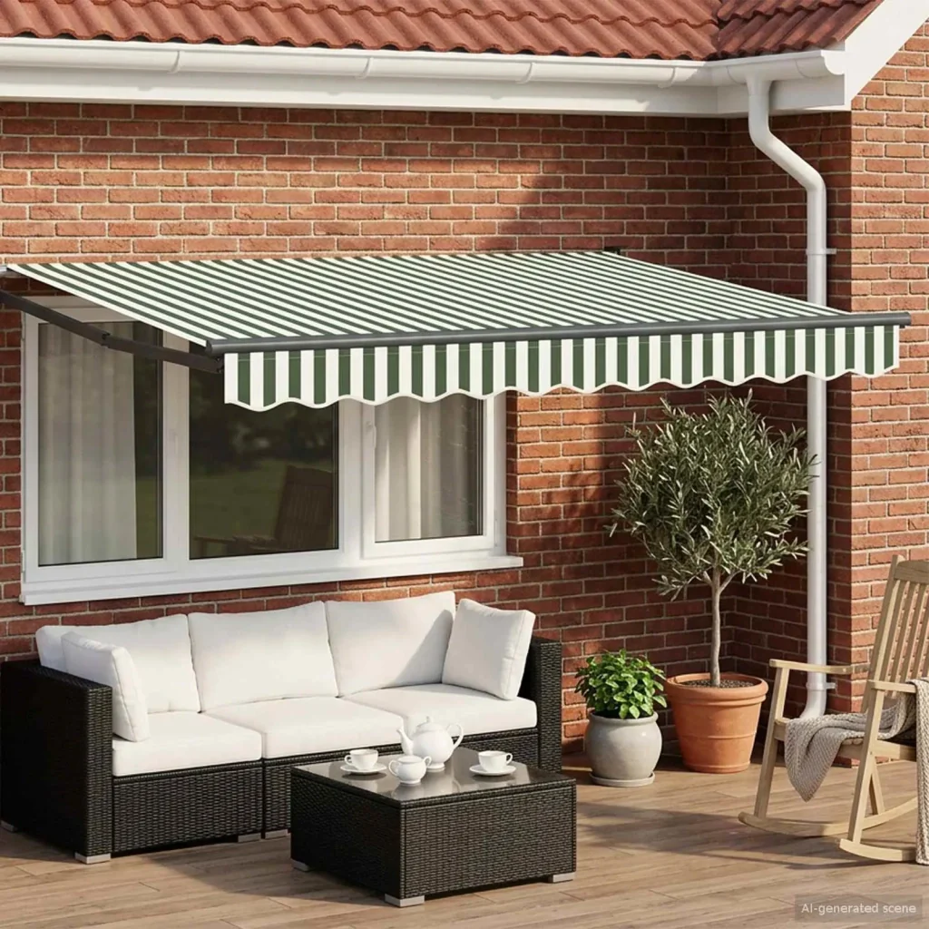 Tettuccio Elettrico Retrattile Verde e Bianco 2,5 x 2 m