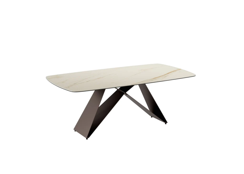 Tavolo Fisso Thanos 220x110 cm, Top Ceramica Calacatta Opaco e Gambe Bronzo Opaco - Stones - Image 2