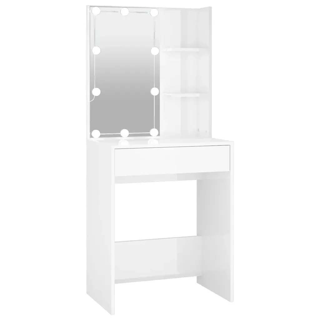 Toeletta con LED Bianco Lucido 60x40x140 cm 808834 - Image 2