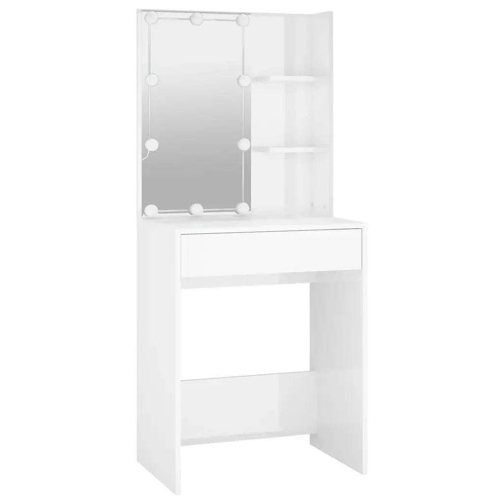 Toeletta con LED Bianco Lucido 60x40x140 cm 808834 - Image 3