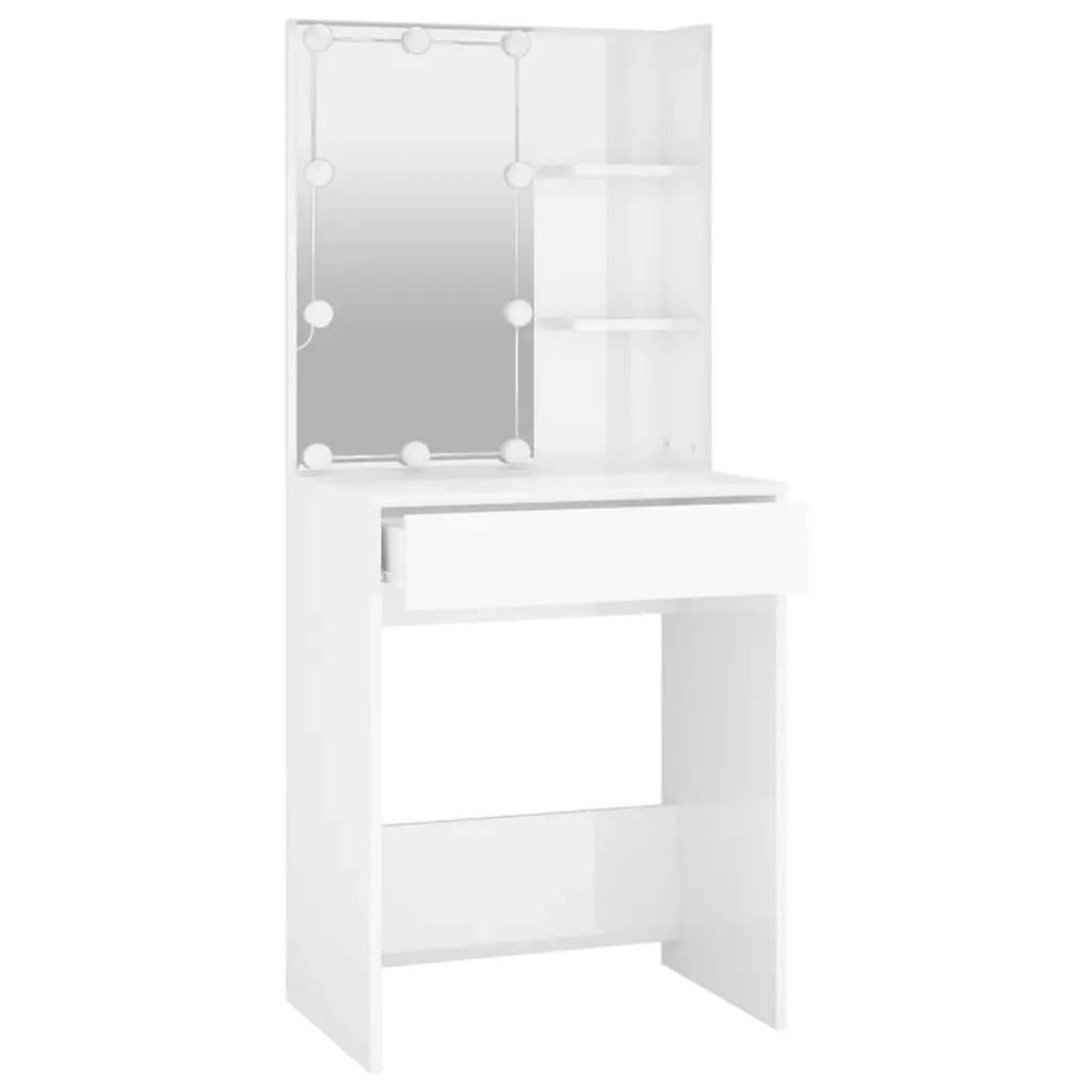 Toeletta con LED Bianco Lucido 60x40x140 cm 808834 - Image 4