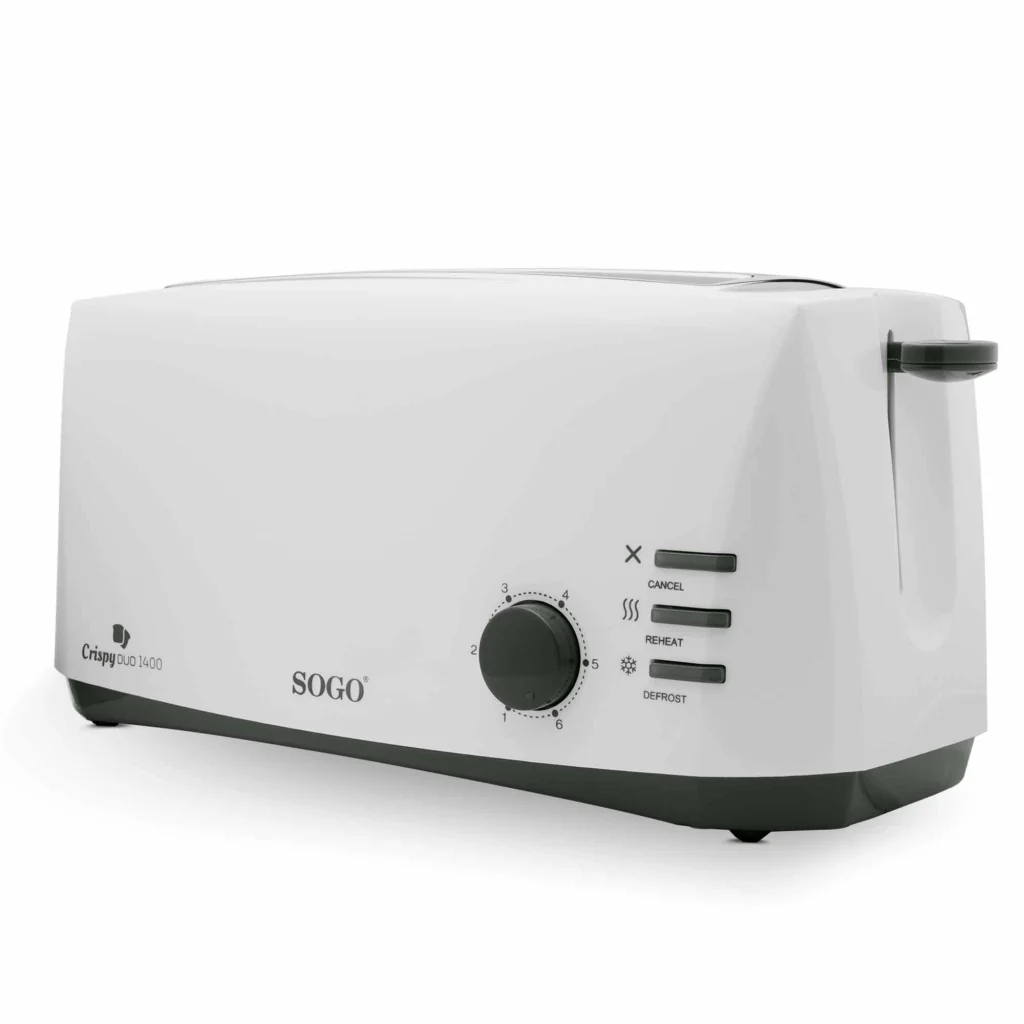 Tostapane elettrico 4 fette con ranure lunghe, 1400W, 6 livelli di tostatura, funzioni scongelamento e riscaldamento - SOGO - Image 6