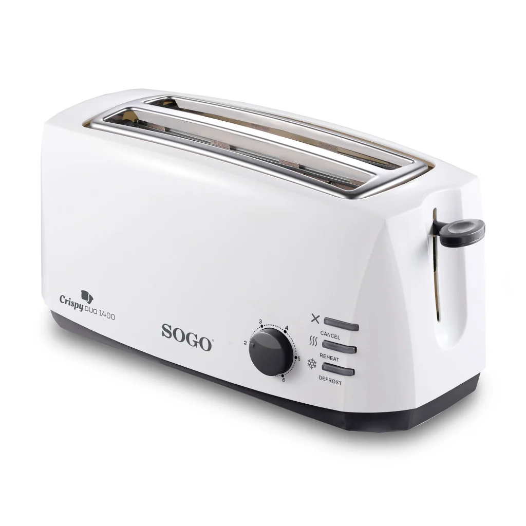 Tostapane elettrico 4 fette con ranure lunghe, 1400W, 6 livelli di tostatura, funzioni scongelamento e riscaldamento - SOGO - Image 9