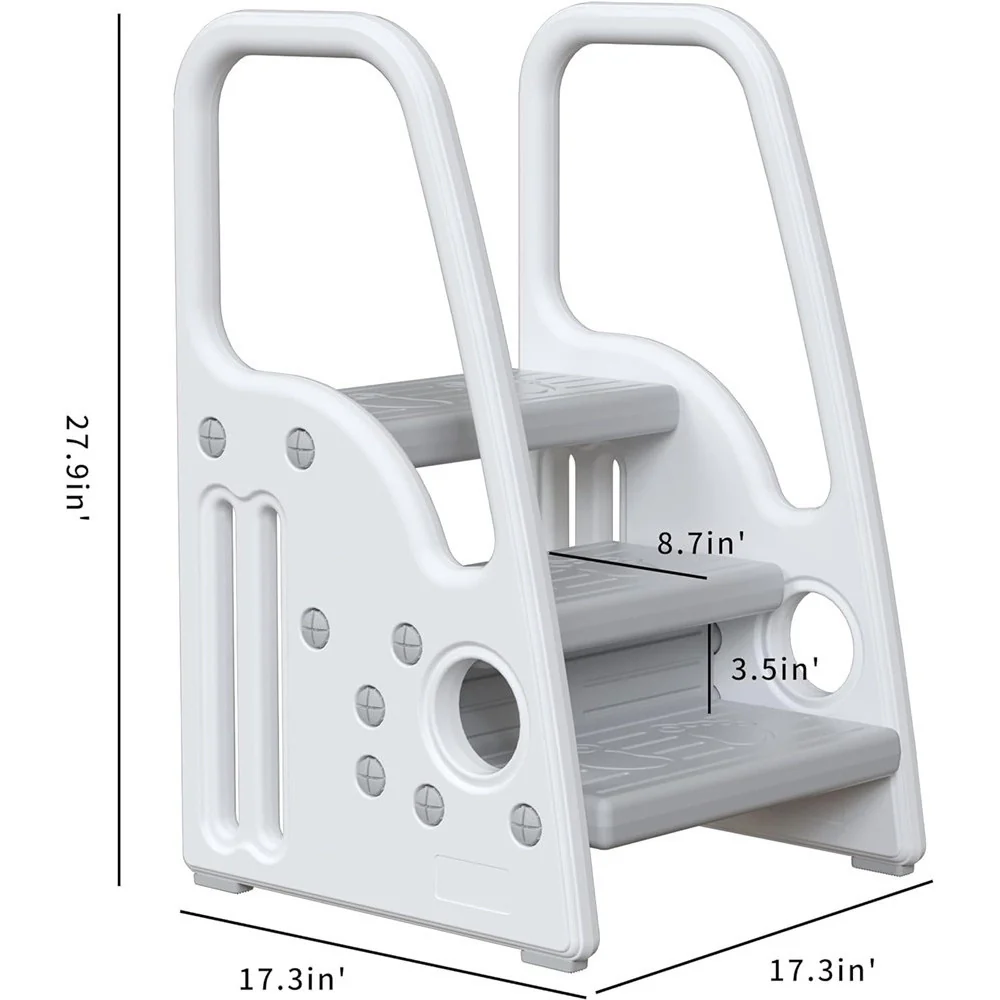 Trade Shop - Sgabello Per Bambini Piccoli Scala A Pioli Per Bagno Cucina Toilette Con Manici - - Image 3