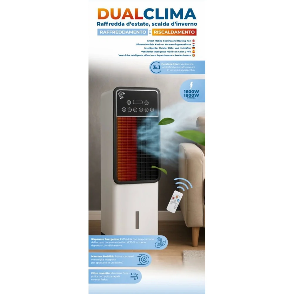 Trade Shop - Stufa Elettrica Portatile 3in1 Riscaldatore Aria Calda Fredda Umidificatore Telecomando - - Image 3