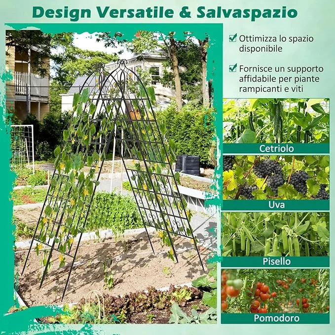 Traliccio da Giardino in Metallo 180 x 50 CM, Set di 2/4 Pannelli di Recinzione da Esterno per Piante Rampicanti, Decorazione Esterna per Giardino, Cortile e Patio (4 Pannelli) - Image 3
