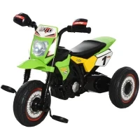 Triciclo per Bambini Stile Moto a Pedali con Luci e Suoni, 3 Ruote Larghe, Età 18-36 Mesi, 71x40x51cm, Verde - Image 10
