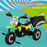 Triciclo per Bambini Stile Moto a Pedali con Luci e Suoni, 3 Ruote Larghe, Età 18-36 Mesi, 71x40x51cm, Verde - Image 4
