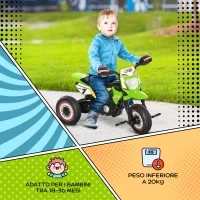 Triciclo per Bambini Stile Moto a Pedali con Luci e Suoni, 3 Ruote Larghe, Età 18-36 Mesi, 71x40x51cm, Verde - Image 6