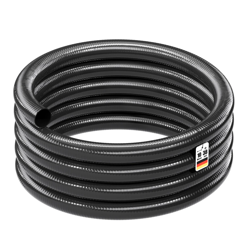 Tubo spiralato per aspirazione, nero, da 10m 38mm (1 1/2") per pompa da laghetto - Image 2
