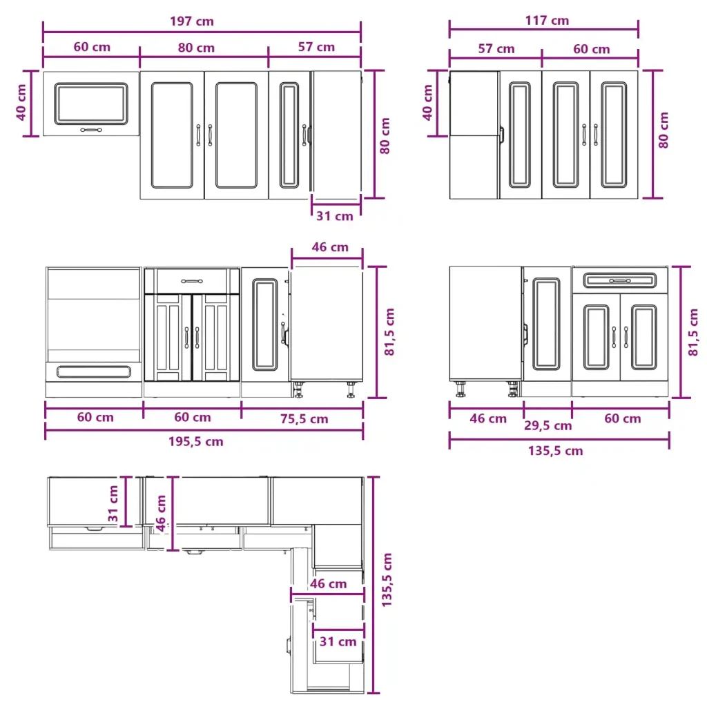 Unità Cucina KALMAR 8 pcs Sonoma grigio Legno ingegnerizzato 3438453 - Image 8