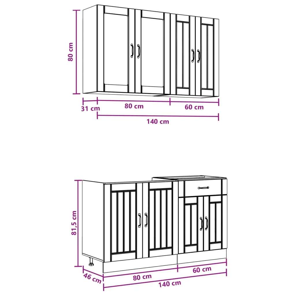 Unità Cucina LUCCA 4 pcs Sonoma grigio Legno ingegnerizzato 3438321 - Image 7