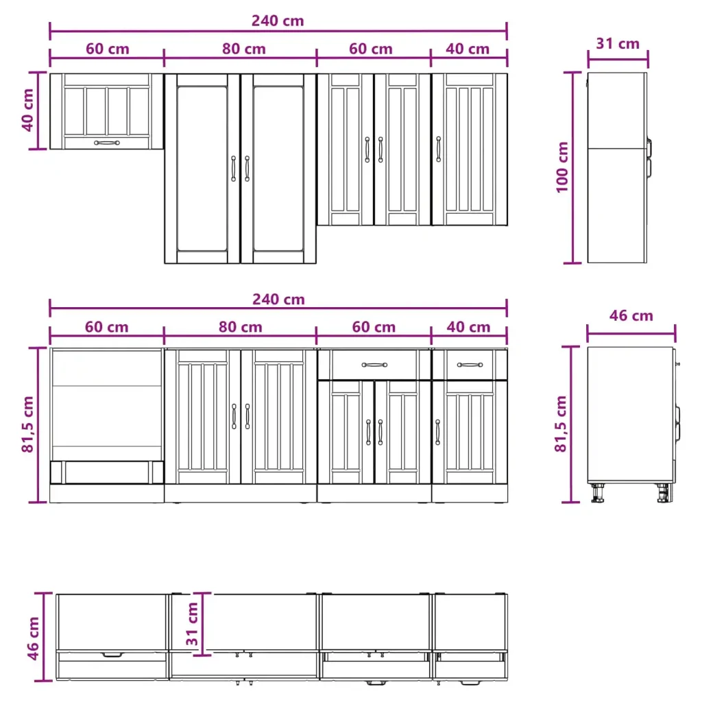 Unità Cucina LUCCA 8 pcs Sonoma grigio Legno ingegnerizzato 3438149 - Image 8