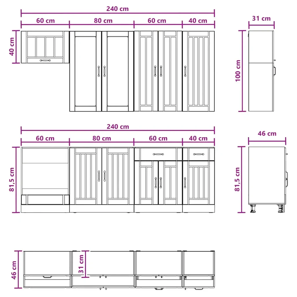 Unità Cucina LUCCA 8 pcs Sonoma grigio Legno ingegnerizzato 3438159 - Image 8
