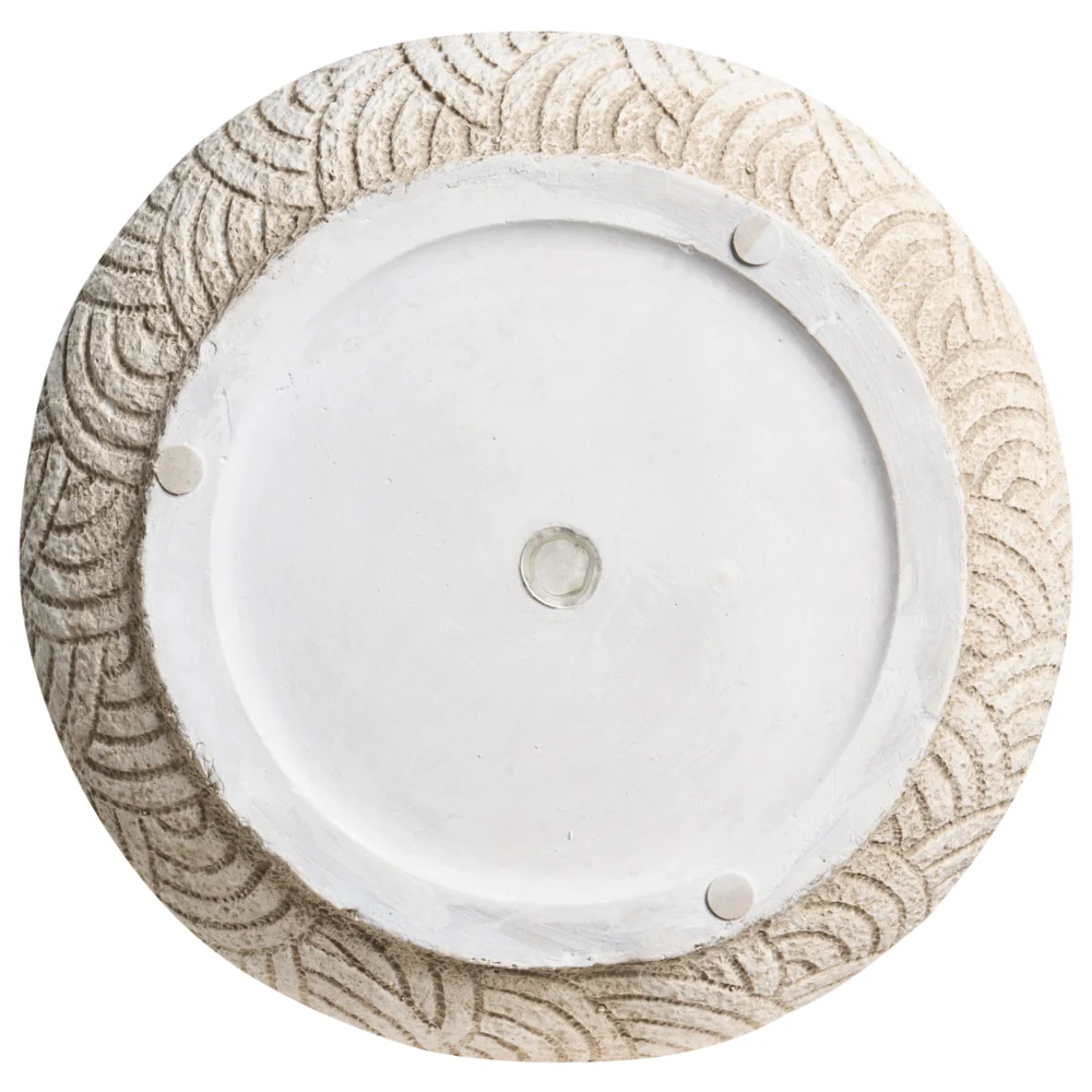 Vaso da fiori beige chiaro in fibra di argilla verniciata per interni ed esterni, rotondo, 31 x 31 x 29 cm alto design moderno soggiorno giardino - Image 4