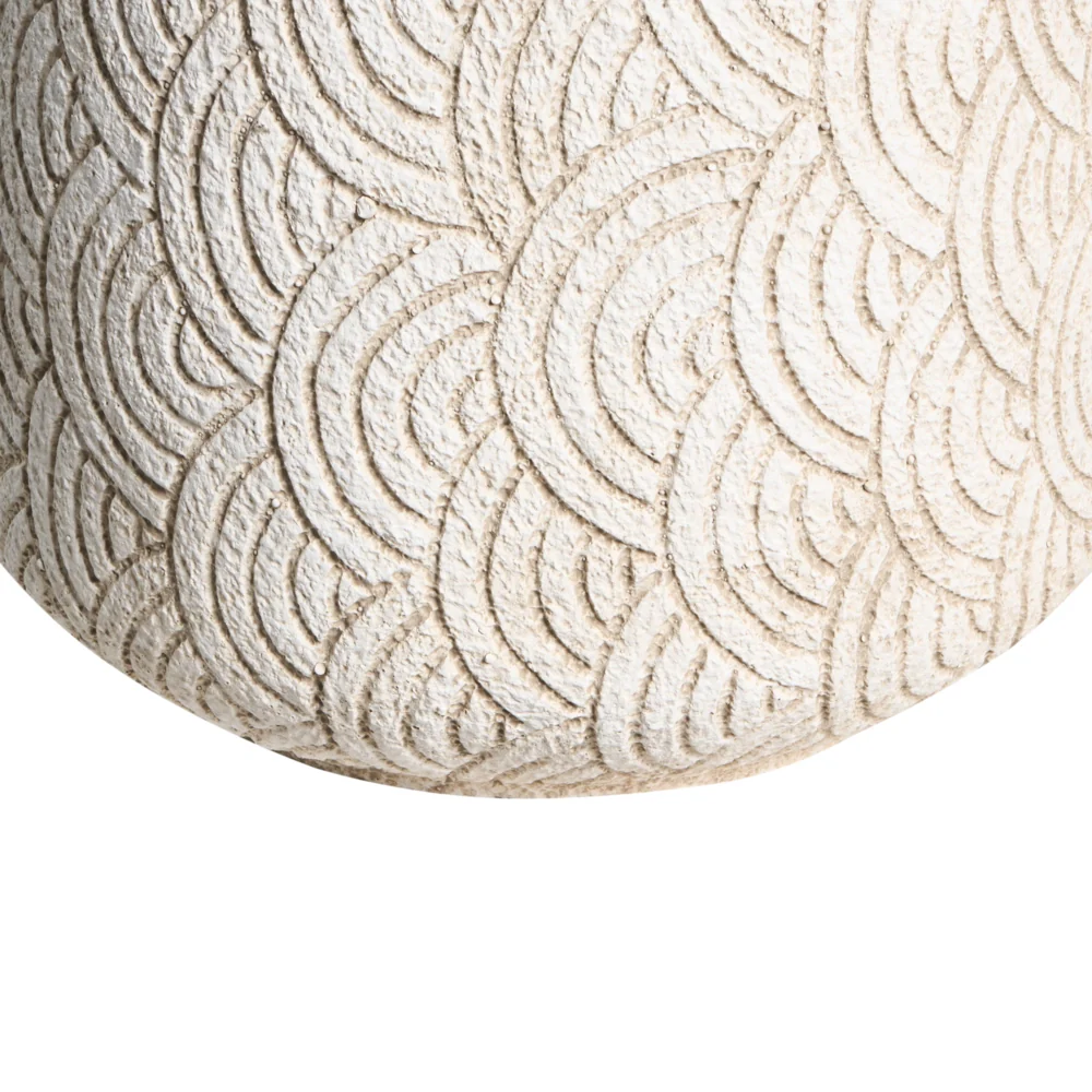 Vaso da fiori beige chiaro in fibra di argilla verniciata per interni ed esterni, rotondo, 31 x 31 x 29 cm alto design moderno soggiorno giardino - Image 5