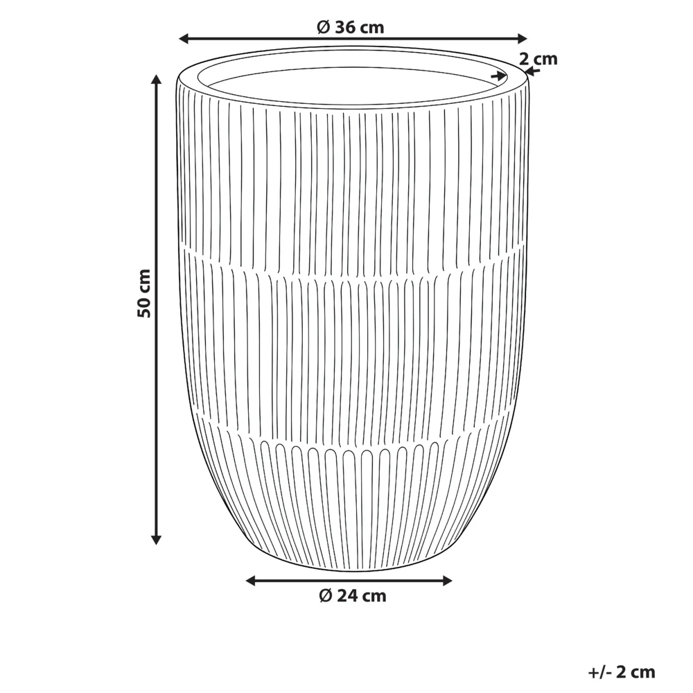 Vaso da fiori beige chiaro in fibra di argilla verniciata per interni ed esterni rotondo 36 x 36 x 50 cm alto design moderno soggiorno giardino - Image 4