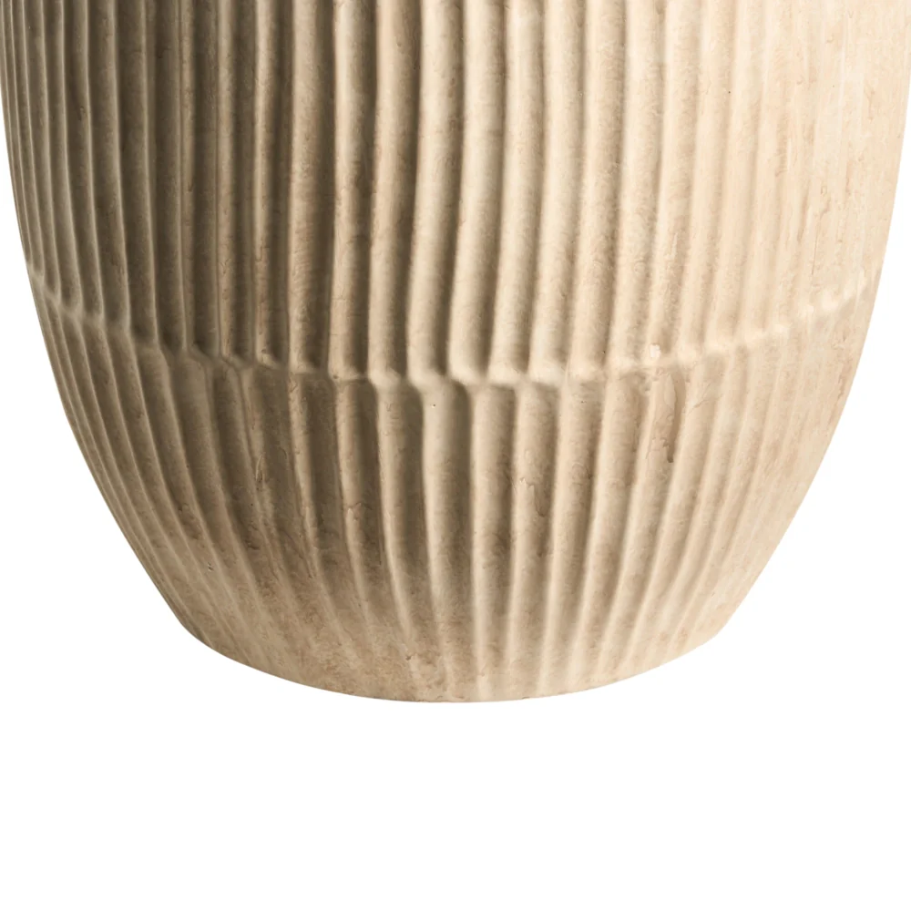 Vaso da fiori beige chiaro in fibra di argilla verniciata per interni ed esterni rotondo 36 x 36 x 50 cm alto design moderno soggiorno giardino - Image 5