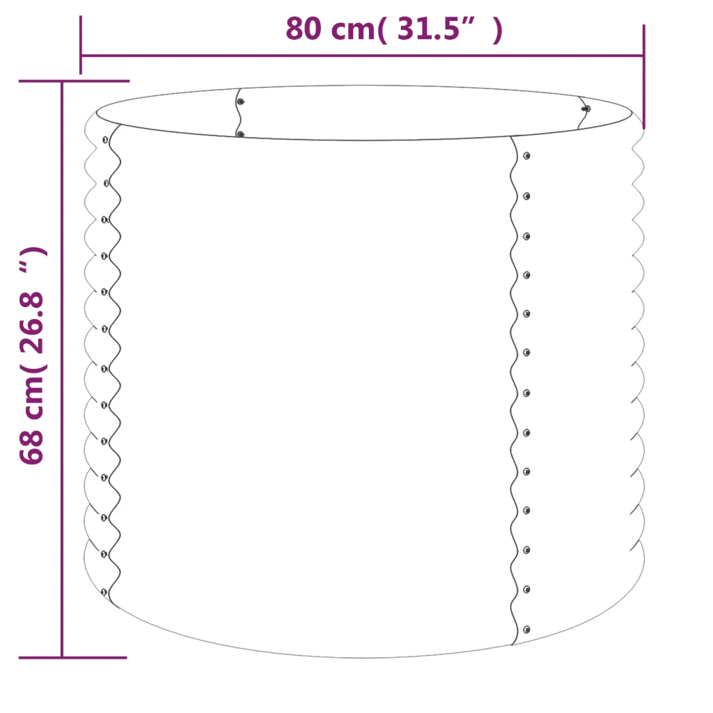 Vaso Giardino Acciaio Verniciato a Polvere 80x80x68 cm Argento - Image 4