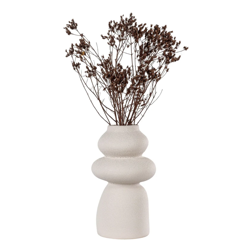 Vaso in gres beige con forme organiche, ø14,5x26,5 cm - Image 3