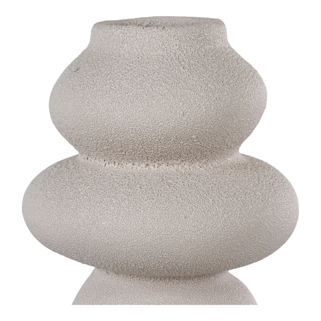 Vaso in gres beige con forme organiche, ø14,5x26,5 cm - Image 4