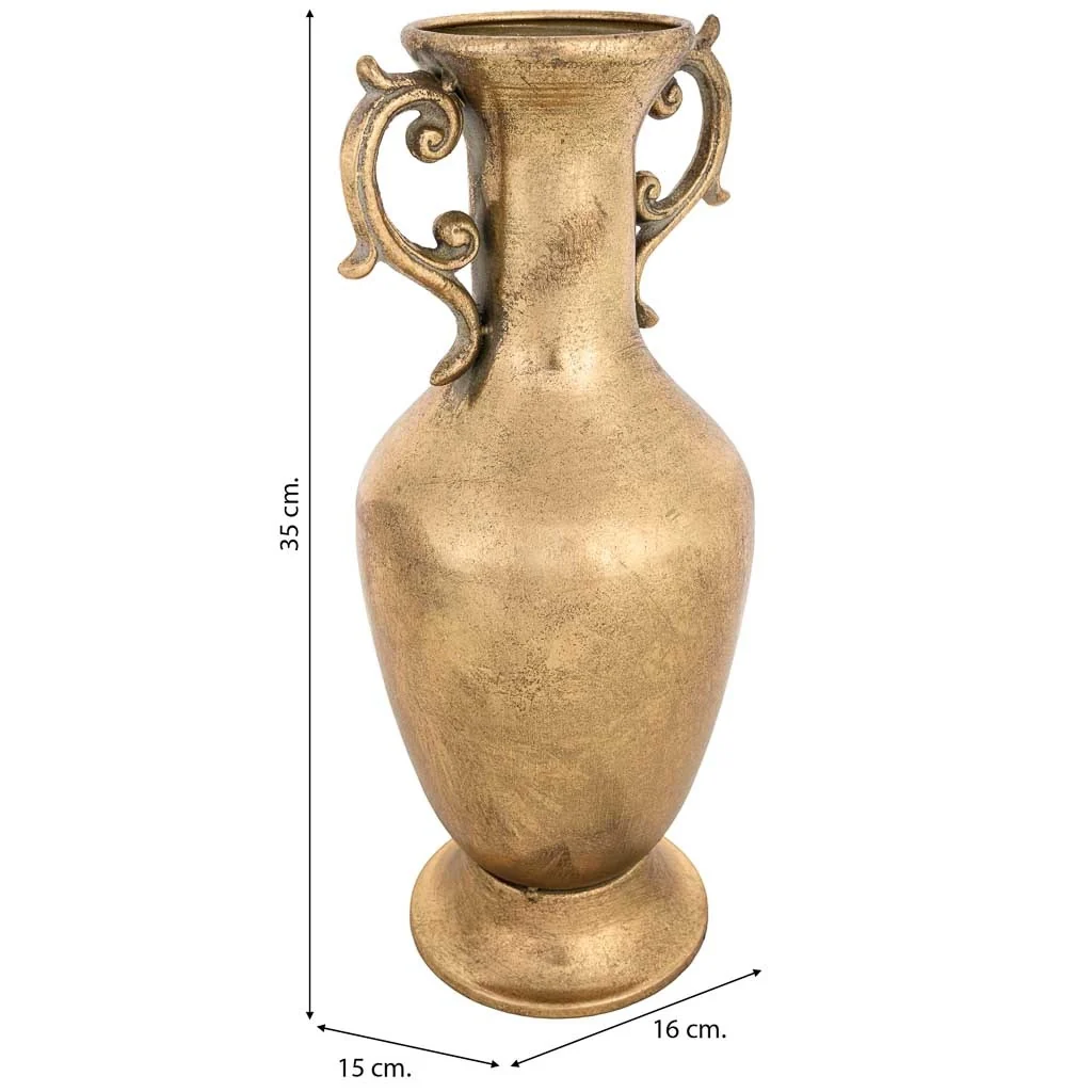 Vaso in metallo dorato 16x15x35h cm - Image 3