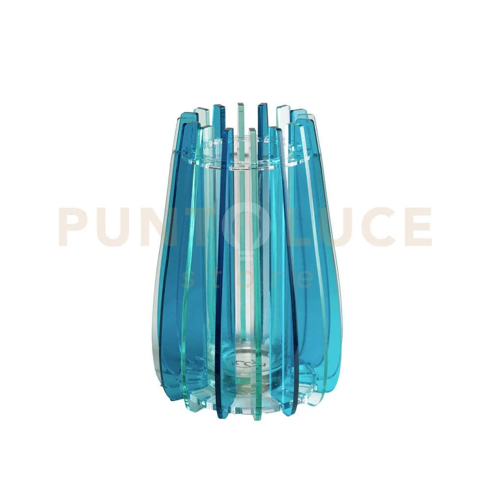 VASO PICCOLO IRIDE IN VETRO TRASPARENTE E CRISTALLO ACRILICO COLORE BLU