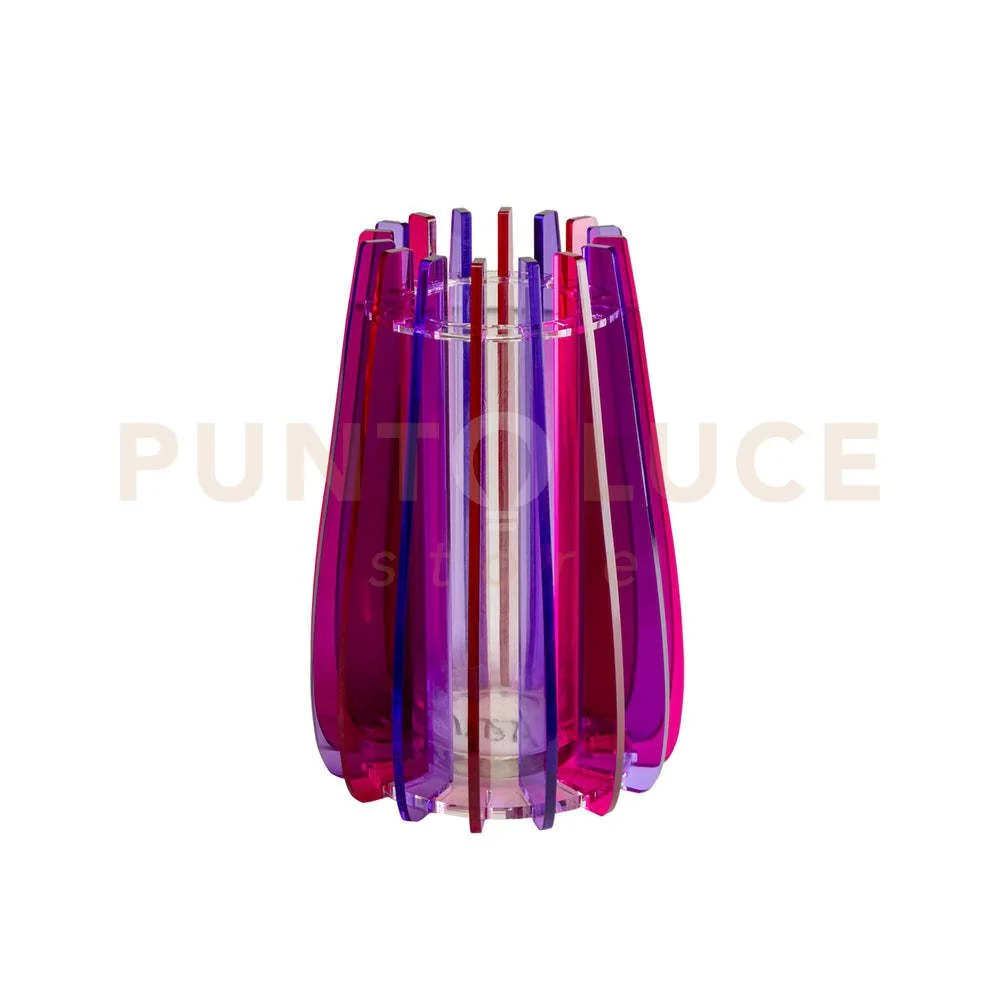 VASO PICCOLO IRIDE IN VETRO TRASPARENTE E CRISTALLO ACRILICO COLORE FUXIA