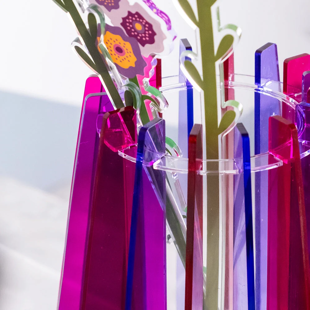 VASO PICCOLO IRIDE IN VETRO TRASPARENTE E CRISTALLO ACRILICO COLORE FUXIA - Image 4