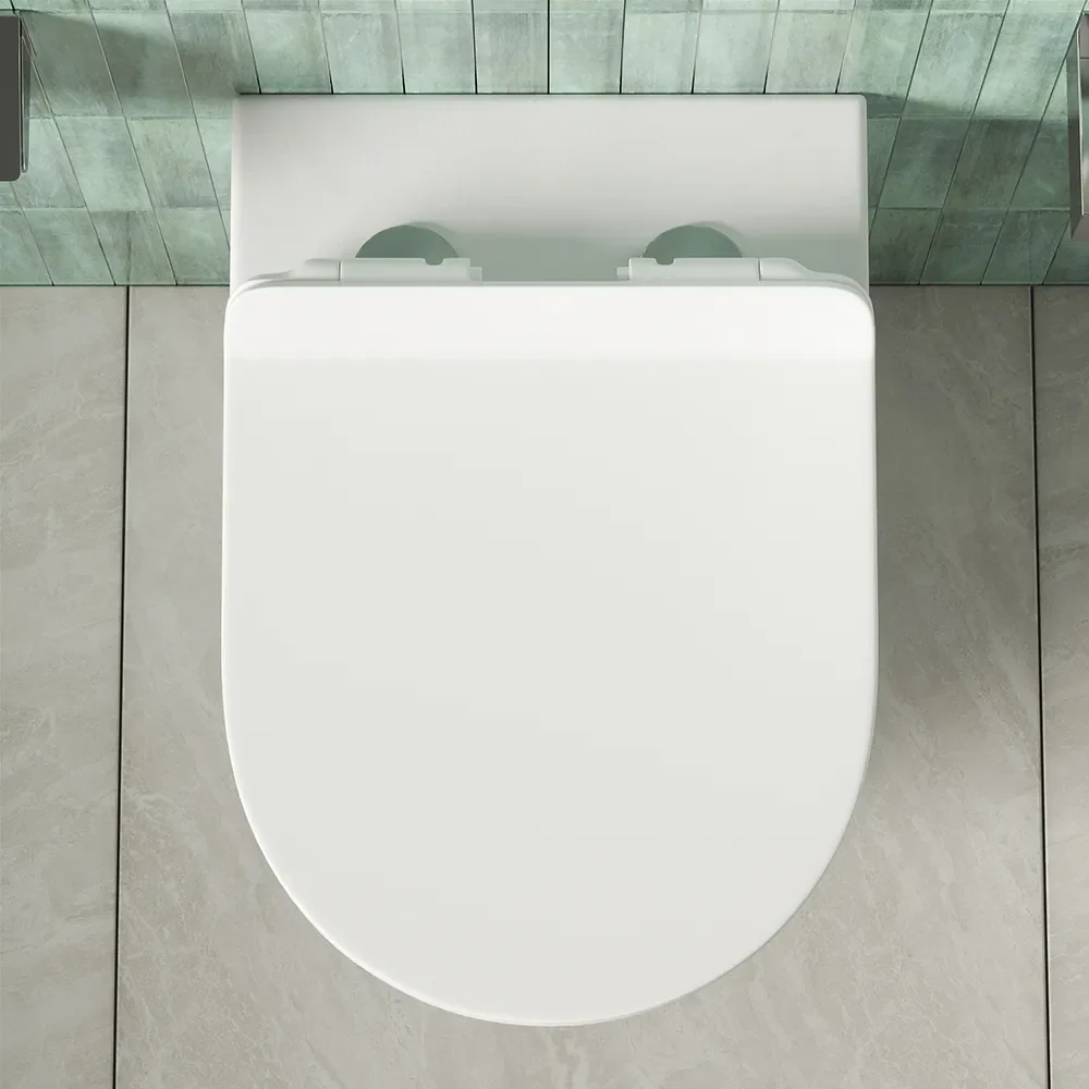 Vaso sospeso rimless in ceramica bianco lucido con copri-wc soft-close | Rio - Image 4