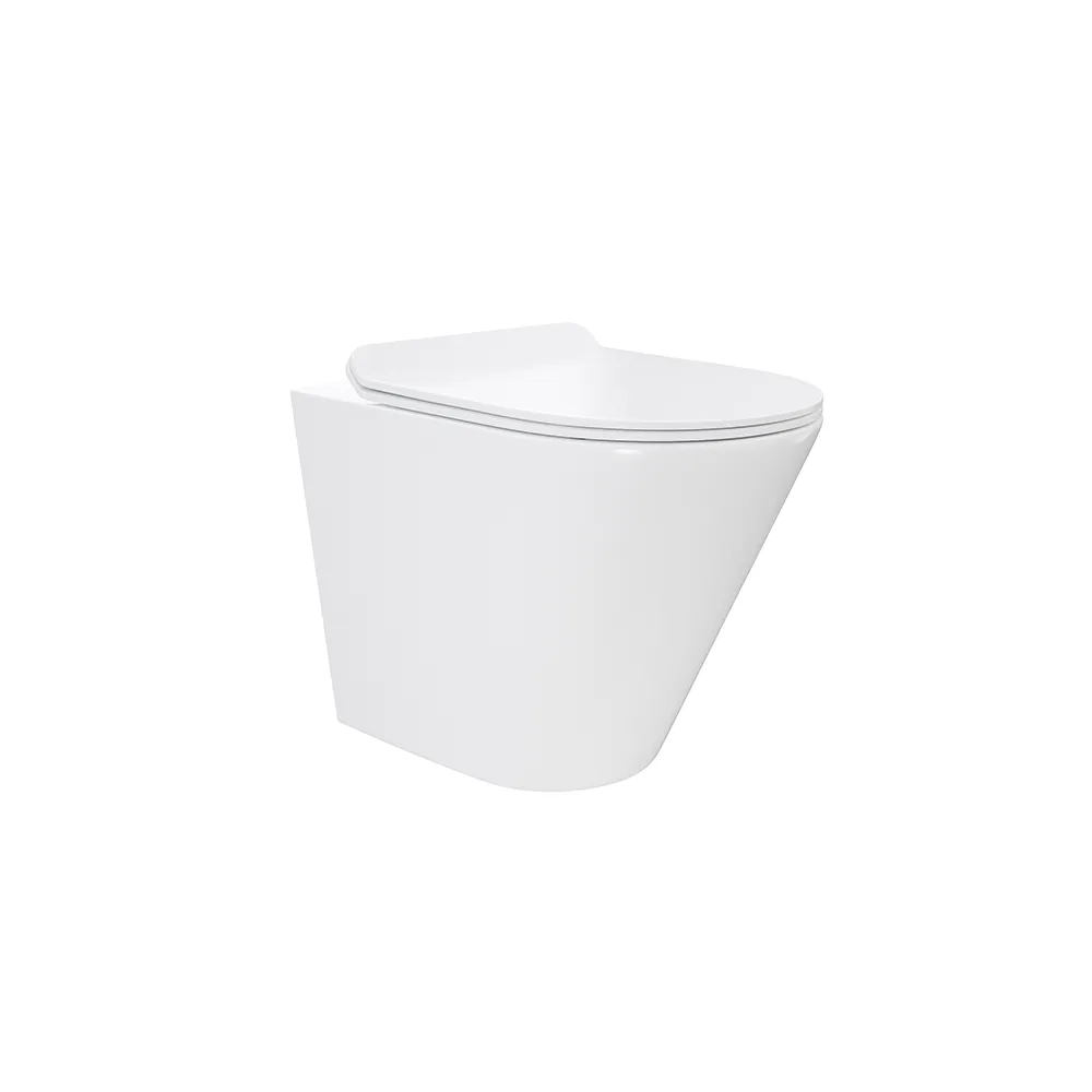 Vaso sospeso rimless in ceramica bianco lucido con copri-wc soft-close | Rio - Image 7