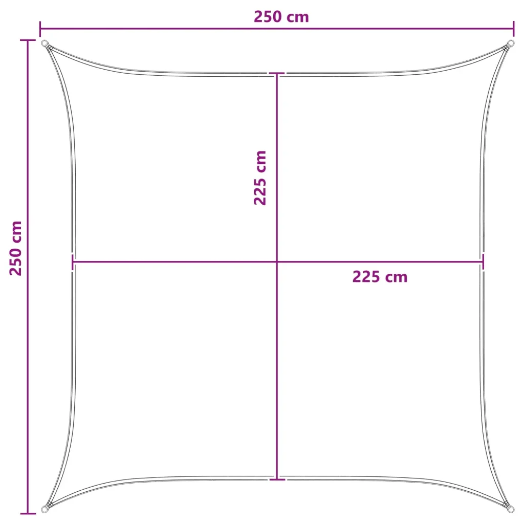 Vela Parasole | Telo Ombra | Vela da ombra Antracite e Bianco 2,5 x 2,5 m HDPE - Image 8