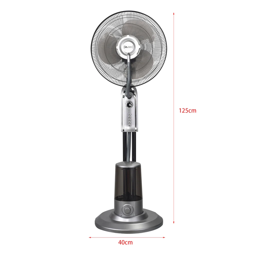Ventilatore a Piantana con Nebulizzatore Regolabile - 3 Velocitá, Modalitá Oscillazione, Testa Inclinabile - Motore 75W Timer a 60 min. - Argento - Image 3