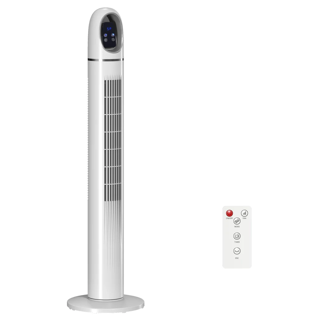 Ventilatore a Torre 31x31x111 cm Oscillante a 70° 4 Modalità 3 VelocitàTimer 24 Ore in PP e ABS Bianco