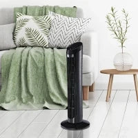 Ventilatore a Torre con Funzione Oscillante, 45W, 3 Modalità, Plastica ABS, 27x27x75cm, Nero - Image 2
