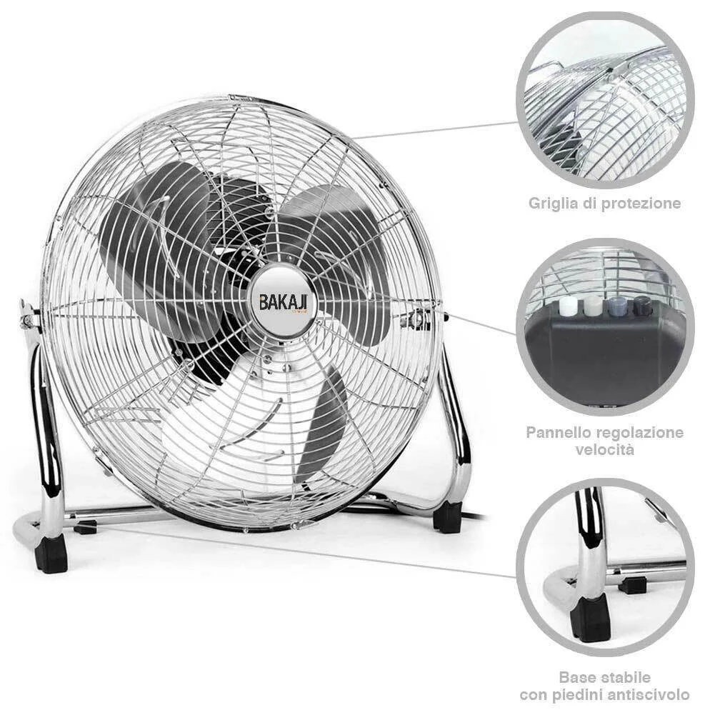 Ventilatore da terra Acciaio 100 W Pale Alluminio 50 cm 3 Velocita Oscillante - Image 4