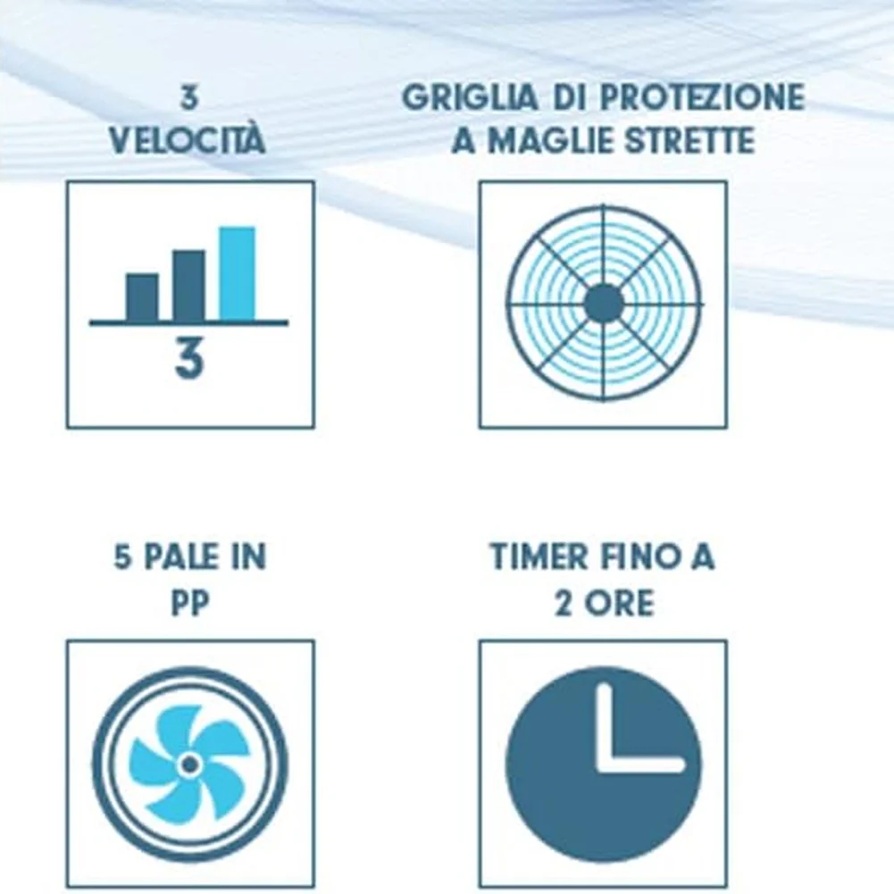 Ventilatore Da Terra Box Fan Blu 45 W con Timer 3 Velocita da tavolo 5 Pale 30cm - Image 3