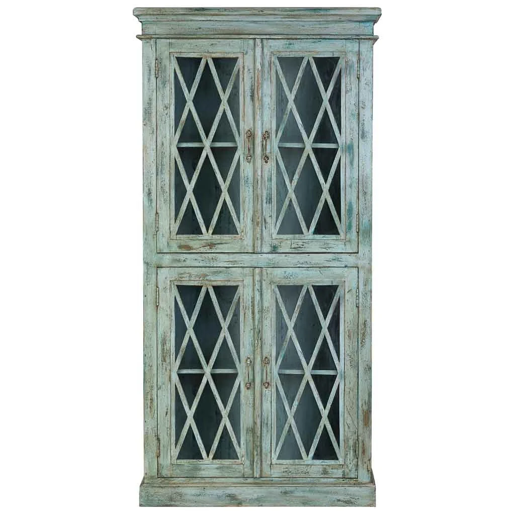 Vetrina in legno e vetro con 2 ante, blu 90x40x183h cm - Image 2