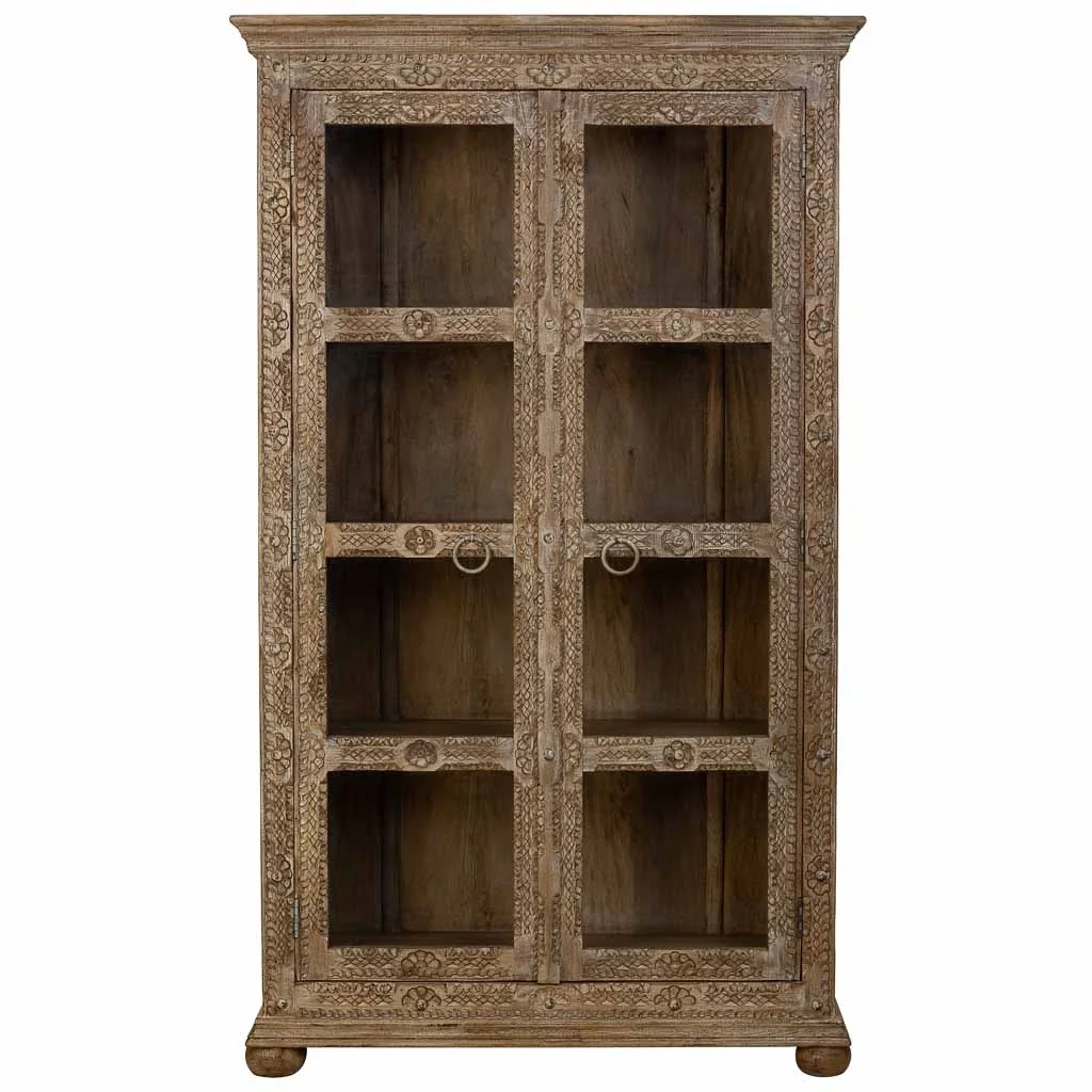 Vetrina in vetro e legno marrone fatta a mano 106x43x180 - Image 5