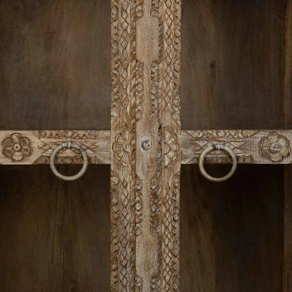 Vetrina in vetro e legno marrone fatta a mano 106x43x180 - Image 8