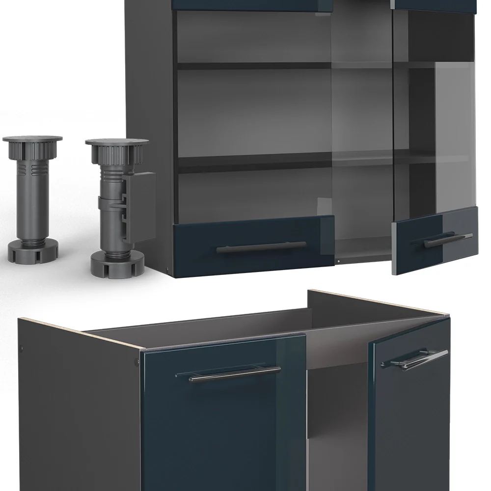 Cucina componibile Fame-Line Blu scuro lucido/Antracite 235 cm, PL Antracite Vicco - Image 5