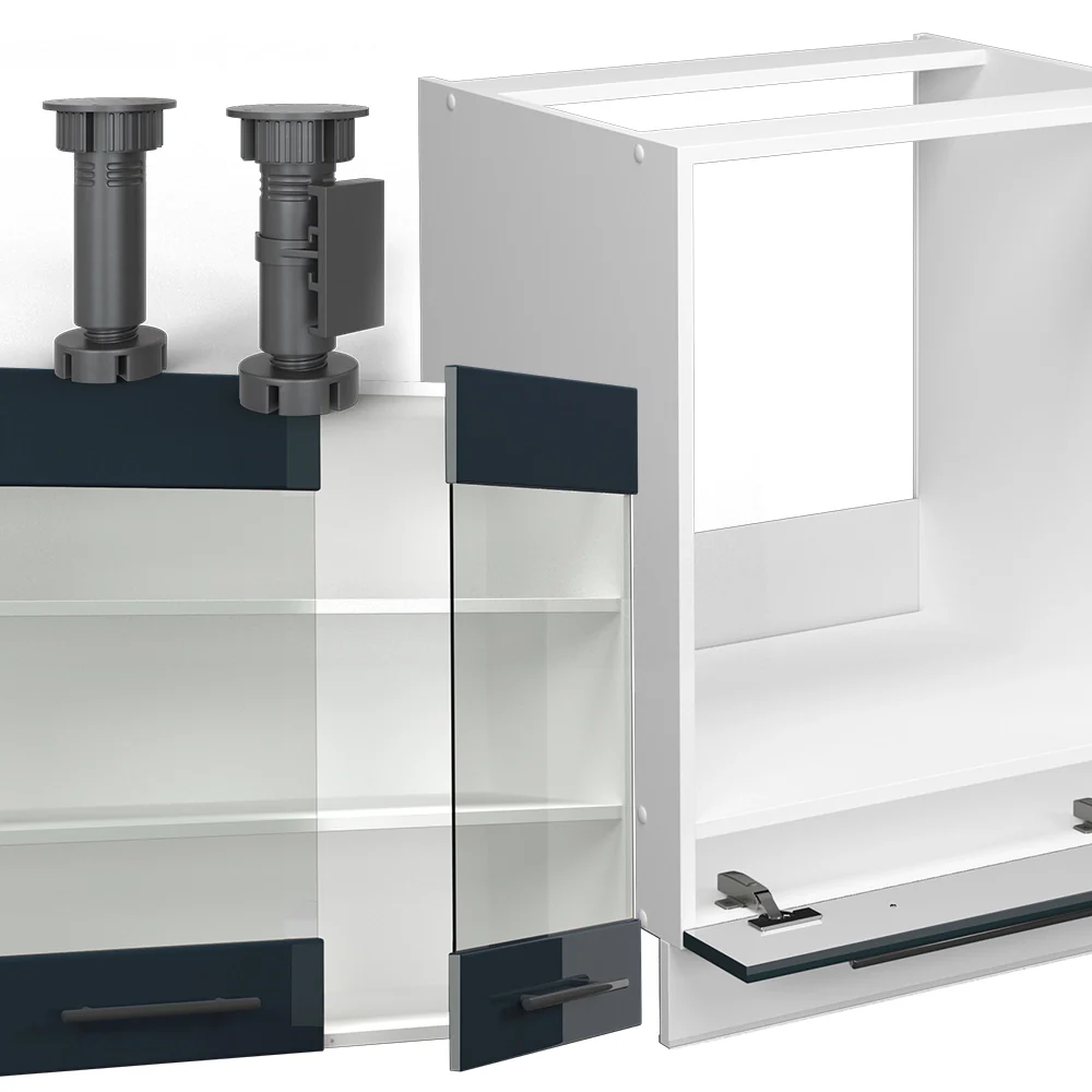 Mobili da cucina Fame-Line Blu scuro lucido/Bianco 190 x 60 cm, PL Rovere Vicco - Image 5