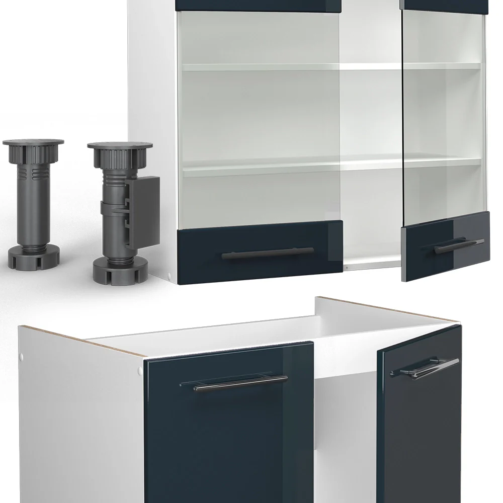 Mobili da cucina Fame-Line Blu scuro lucido/Bianco 235 cm, PL Rovere Vicco - Image 5