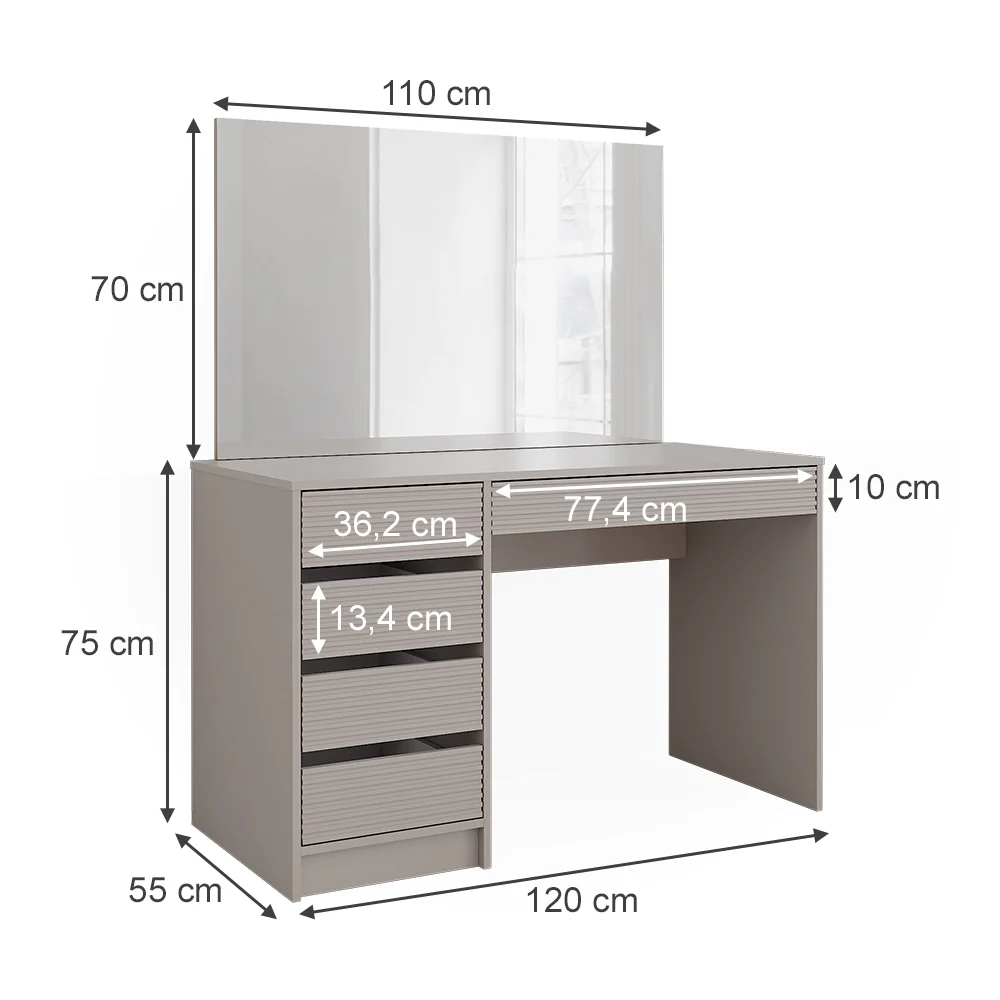 Tavolo da toilette Sherry Cachemire 120 cm con specchio Vicco - Image 3