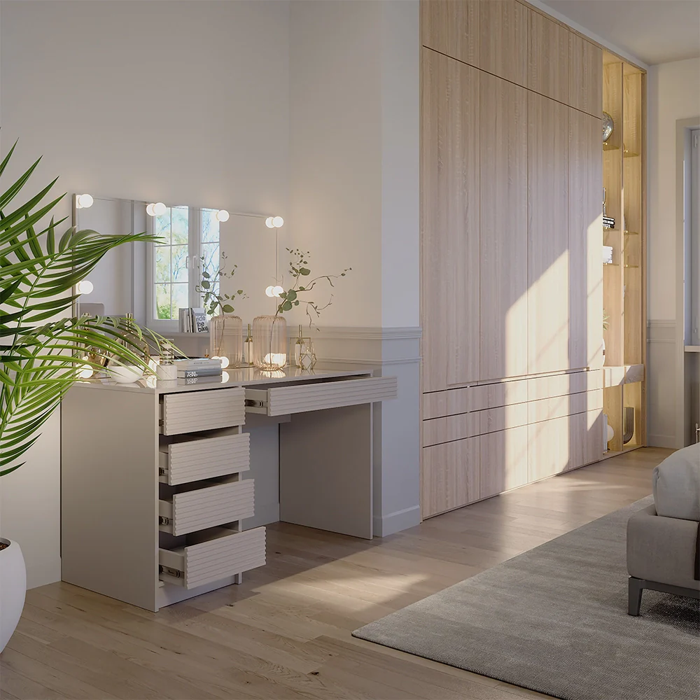 Tavolo da toilette Sherry Cachemire 120 cm con specchio e illuminazione a LED Vicco - Image 4