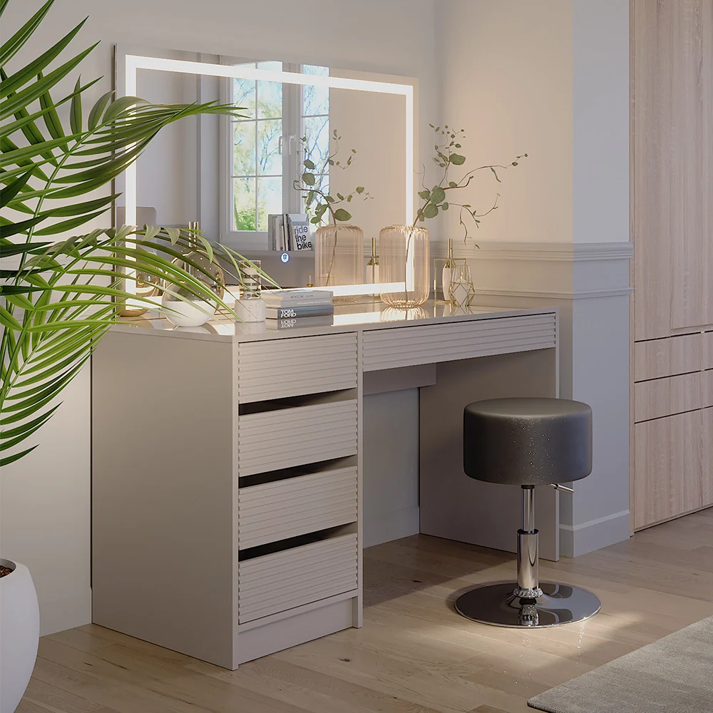 Tavolo da toilette Sherry Cachemire 120 cm con specchio LED e sgabello Vicco - Image 5